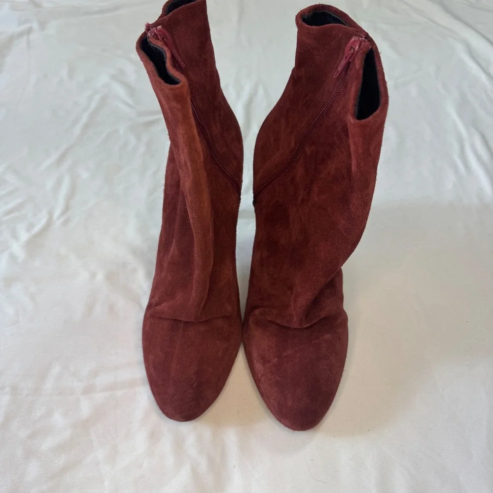 Free People Burgundy Suede Pointed Toe Stiletto Ankle Boots‎ EU 38 US Size 7.5